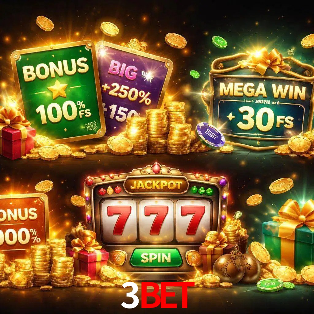 Tipos de bonos 3BET incluyendo recompensas de bienvenida y promociones continuas