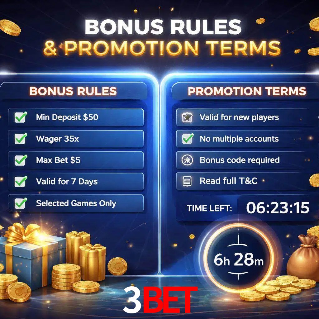 Reglas de promoción 3BET y condiciones de bonos explicadas visualmente